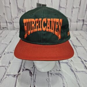 Vintage Miami Hurricanes‎ SnapBack Green Hat NCAA 90s Adult Sz Stitched Logo NWT